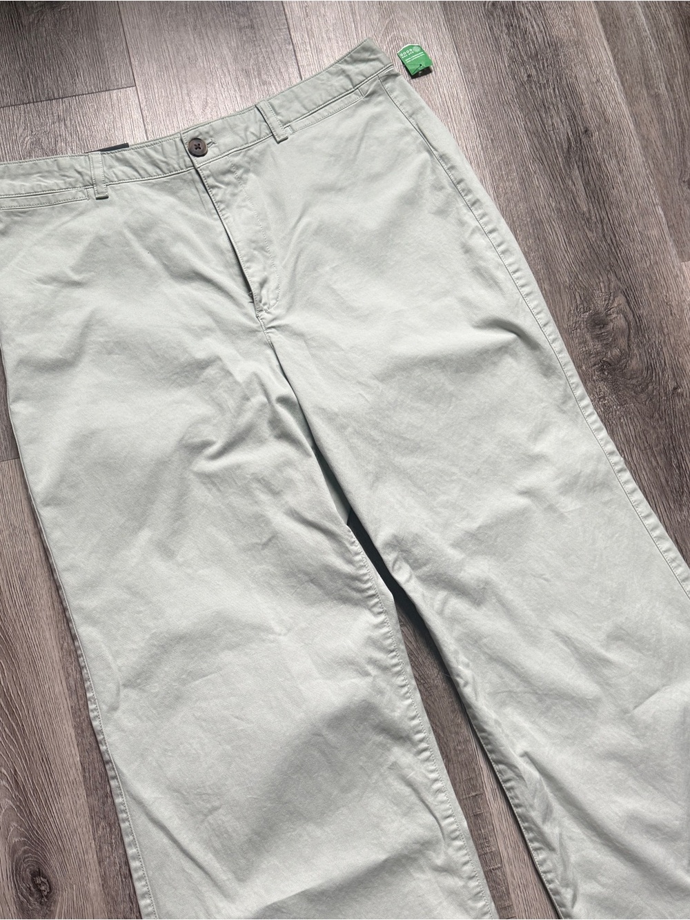 GAP Women's 16 High Rise Wide-Leg Ankle Pants Green Twill Cotton Pockets - 0168